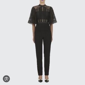 Self-Portrait Black Lace and Crepe Jumpsuit
